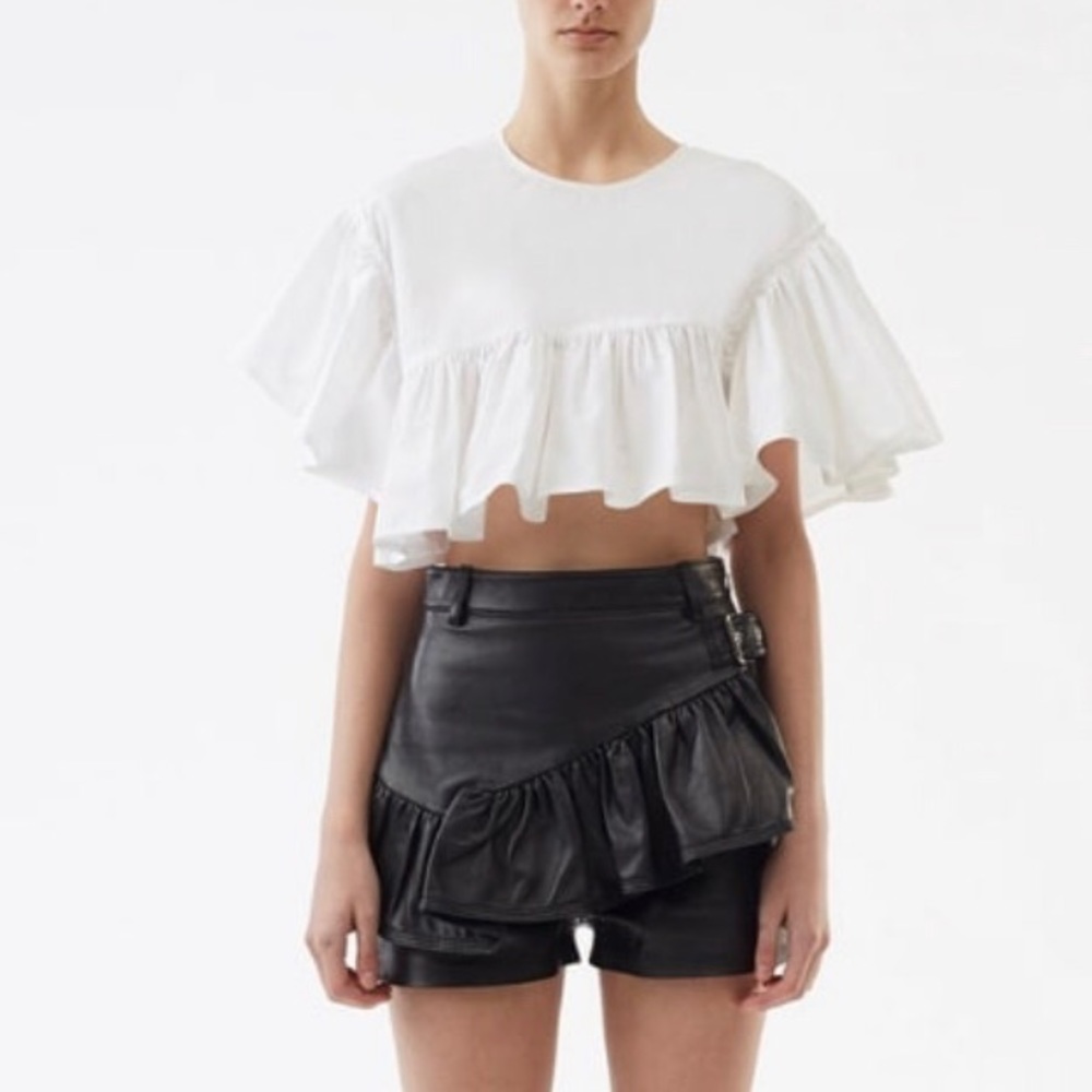 3.1 Phillip Lim Leather Ruffle Buckle Short Size 2 NWT